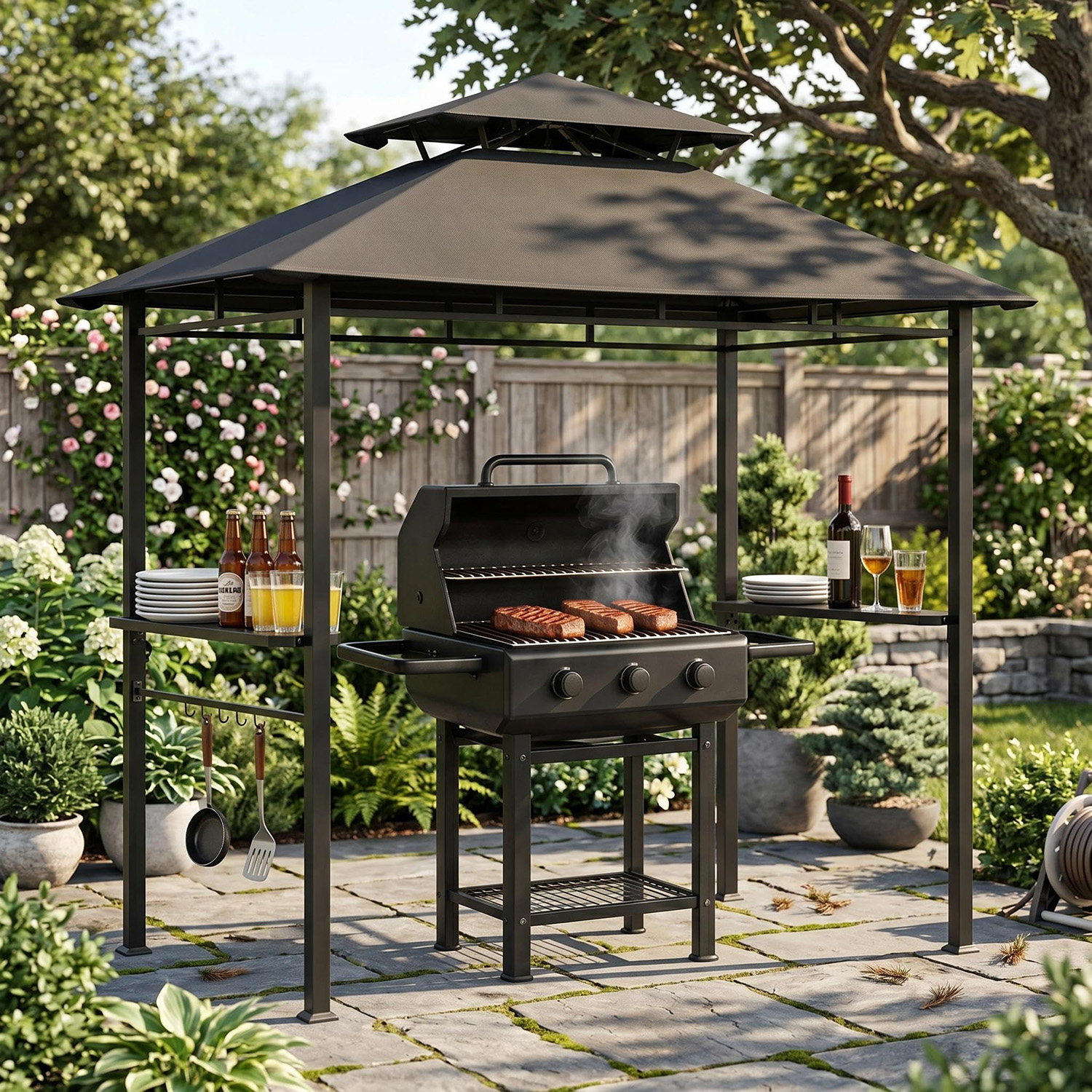 Gazebo Pop Up - Outdoor BBQ Grill Gazebo 8x5 FT,
