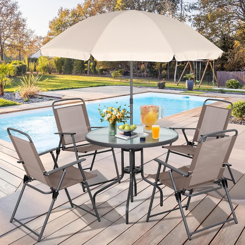 Outdoor Furniture For Sale - Vongrasig 6 Pieces Folding Patio Dining