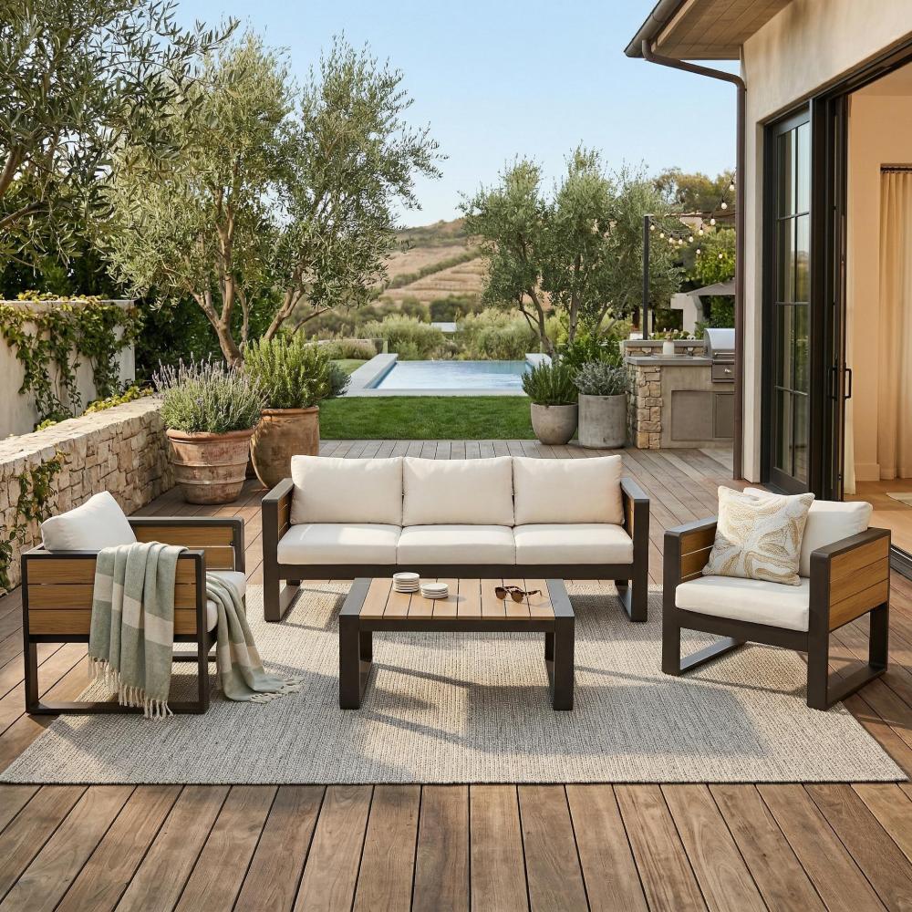 Outdoor Furniture Without Cushions - Ye 4-Piece Aluminum Frame Large Outdoor