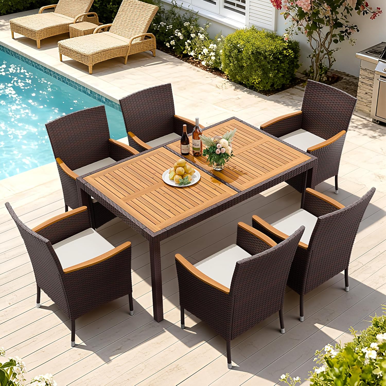 Outdoor Furniture Ideas - 7 Piece Patio Dining Set Acacia