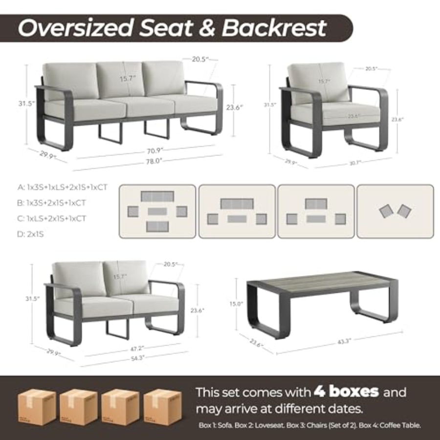 Aluminum Outdoor 3-Seater Sofa - Outdoor Furniture Without Cushions avaliação e preço