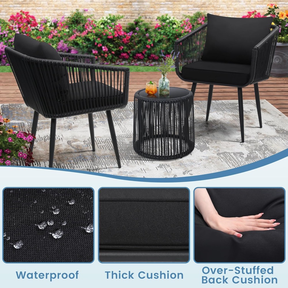 3 Pieces Patio Rattan Bistro C - Outdoor Furniture Ideas avaliação e preço