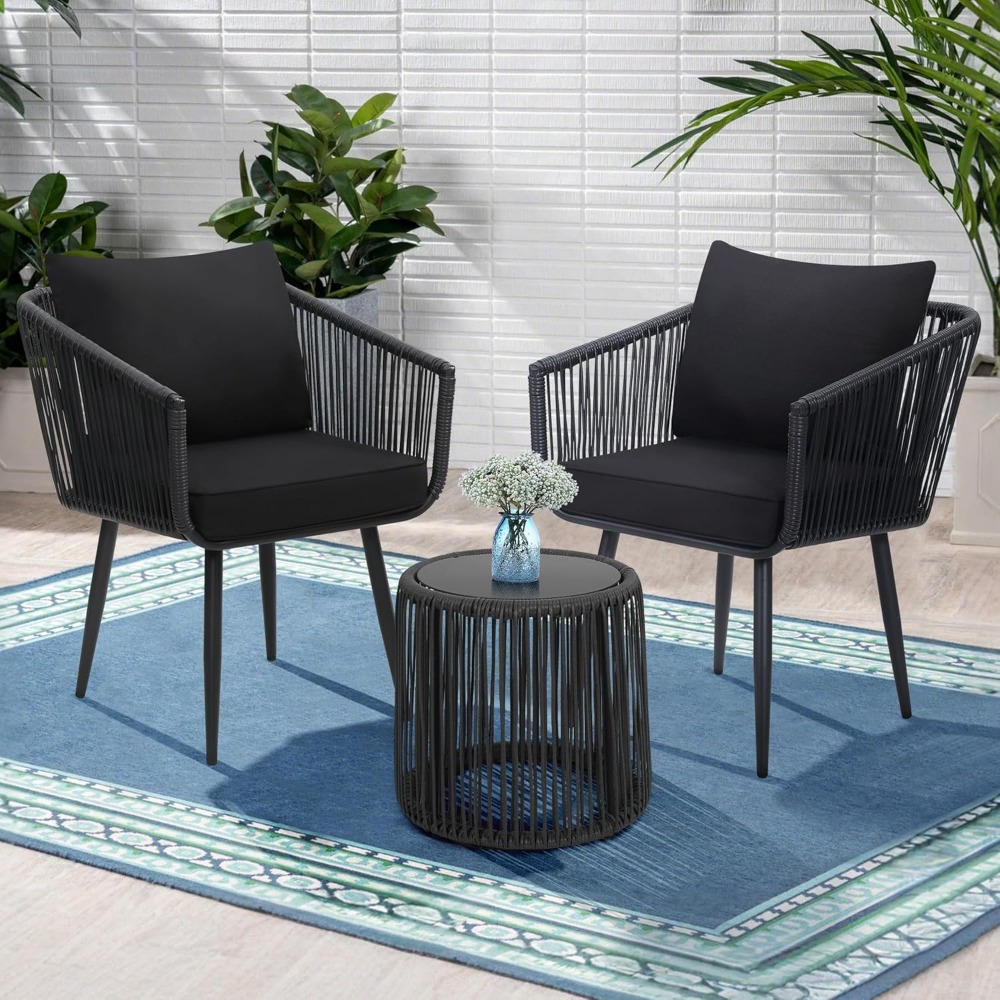 3 Pieces Patio Rattan Bistro C - Outdoor Furniture Ideas avaliação e preço