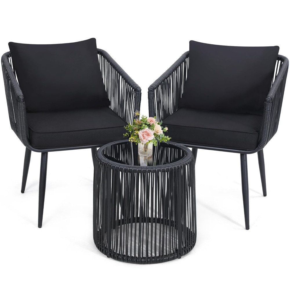 3 Pieces Patio Rattan Bistro C - Outdoor Furniture Ideas avaliação e preço