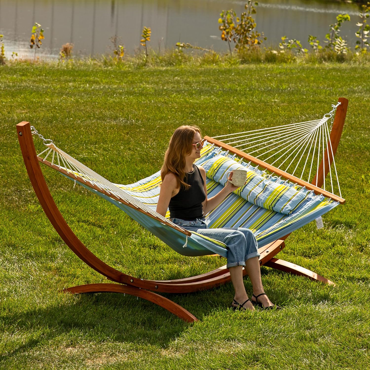 Curved Wood Hammock Stand Only - Hammock With Stand avaliação e preço