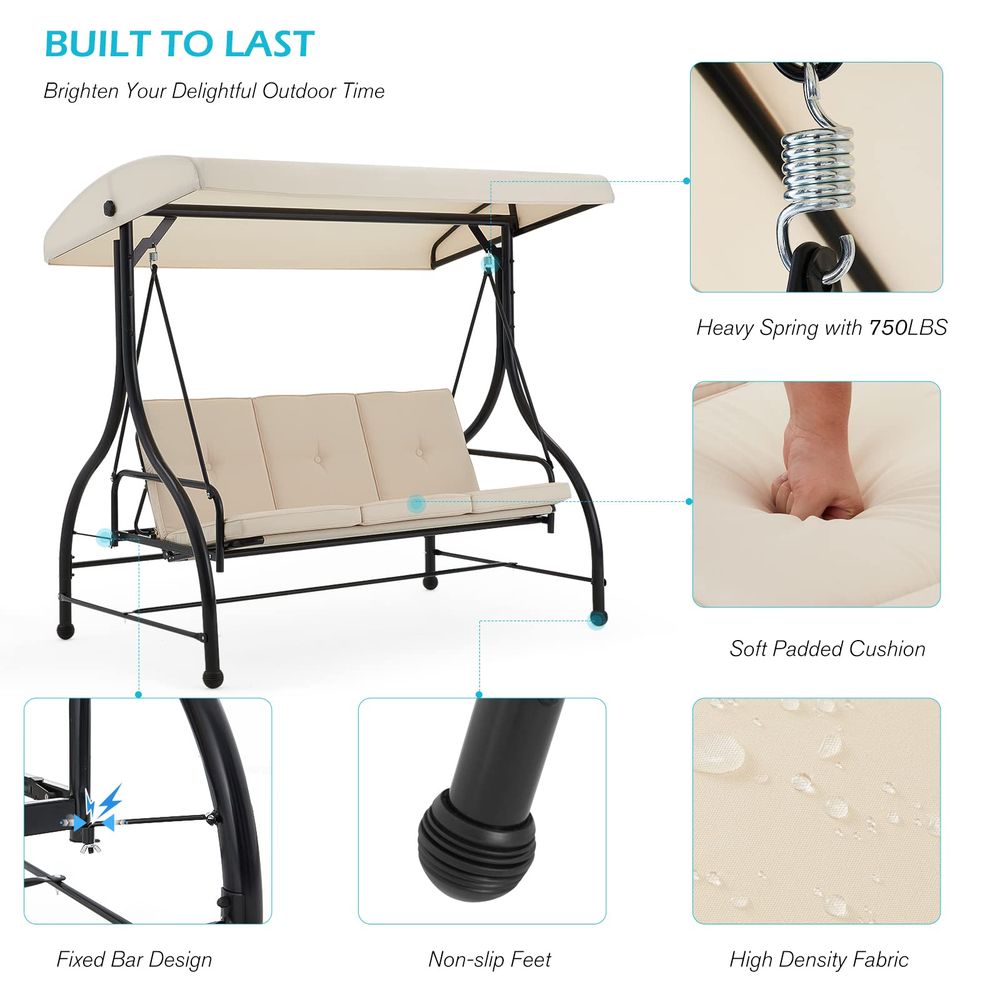 3Seat Outdoor Patio Swing With - Hammock With Stand avaliação e preço