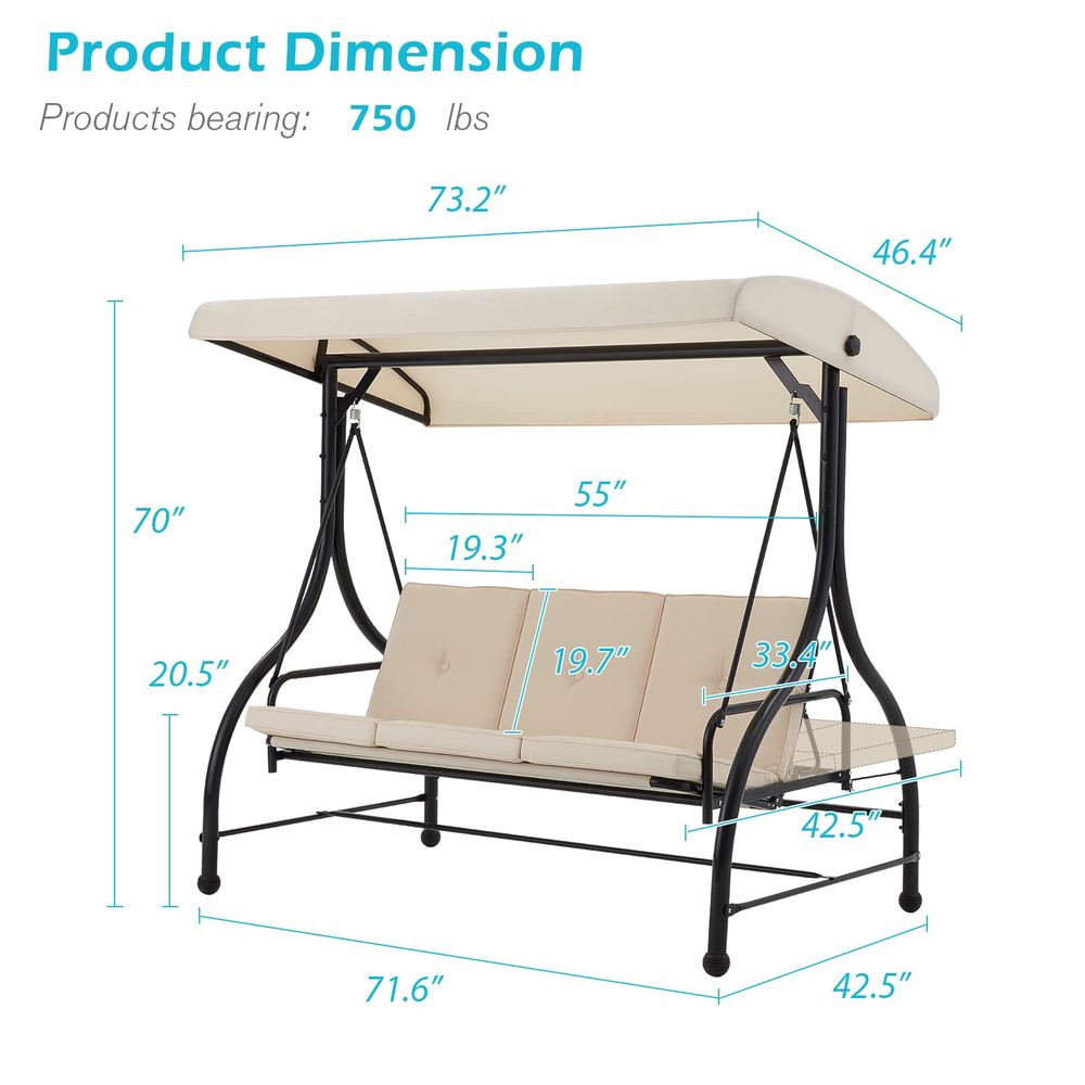 3Seat Outdoor Patio Swing With - Hammock With Stand avaliação e preço