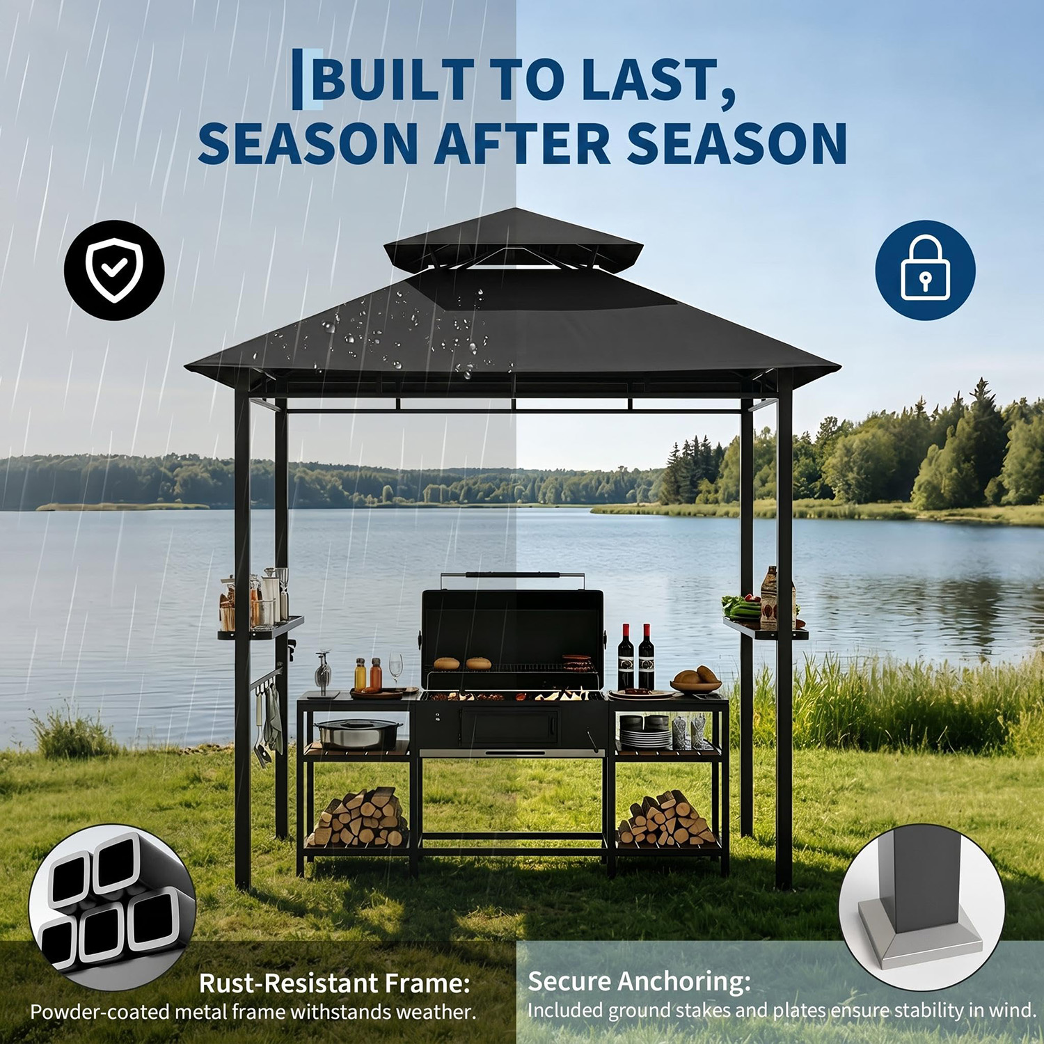 Outdoor BBQ Grill Gazebo 8x5 F - Gazebo Pop Up avaliação e preço