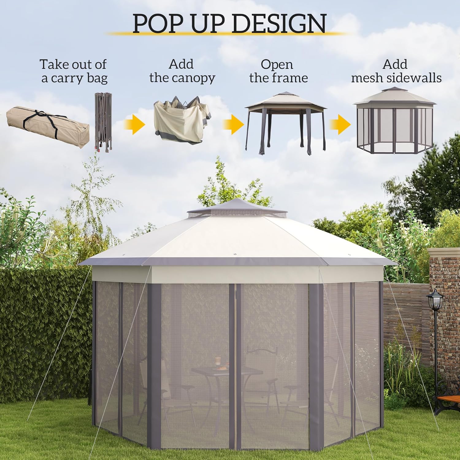 13' x 13' Pop Up Gazebo, Hexag - Gazebo Pop Up avaliação e preço