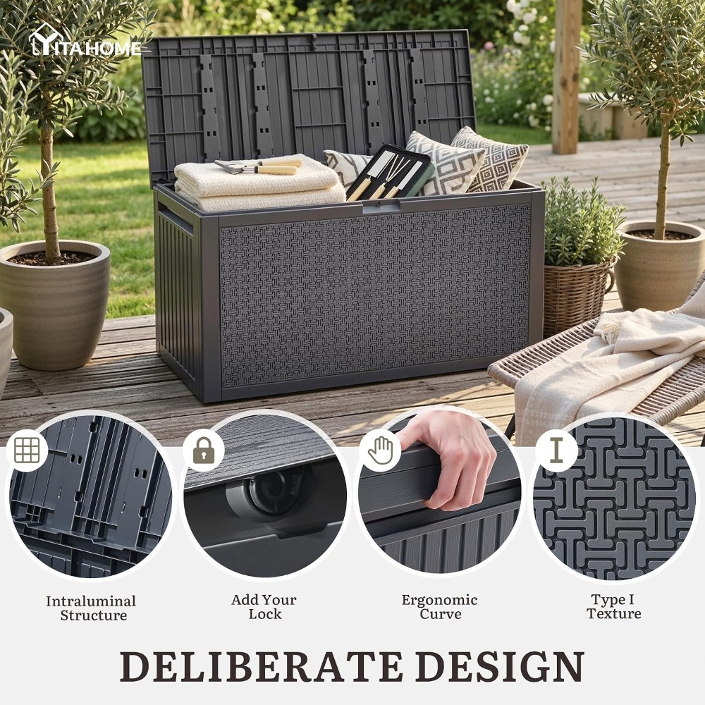 95 Gallon Outdoor Storage Deck - Outdoor Furniture Resin avaliação e preço