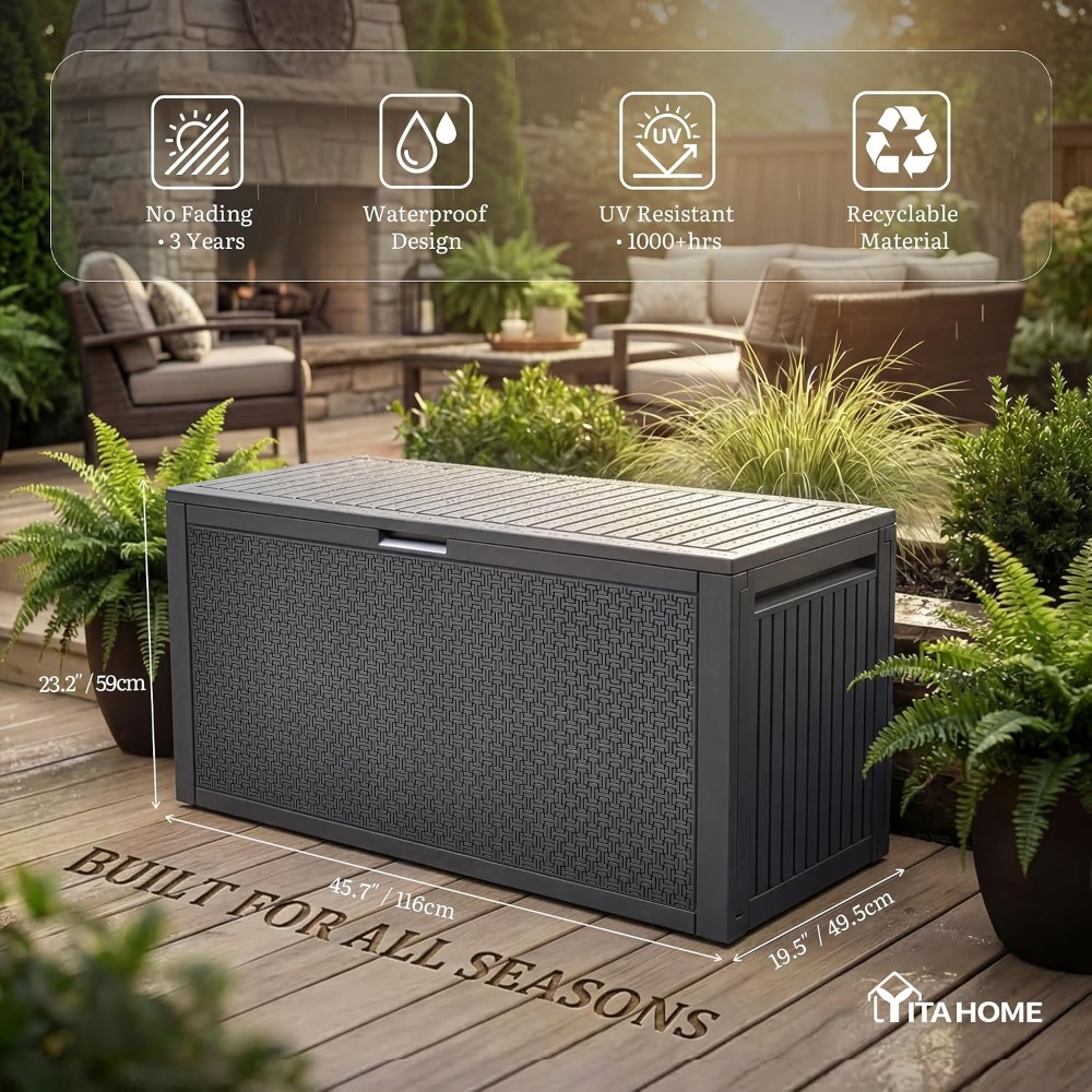 95 Gallon Outdoor Storage Deck - Outdoor Furniture Resin avaliação e preço