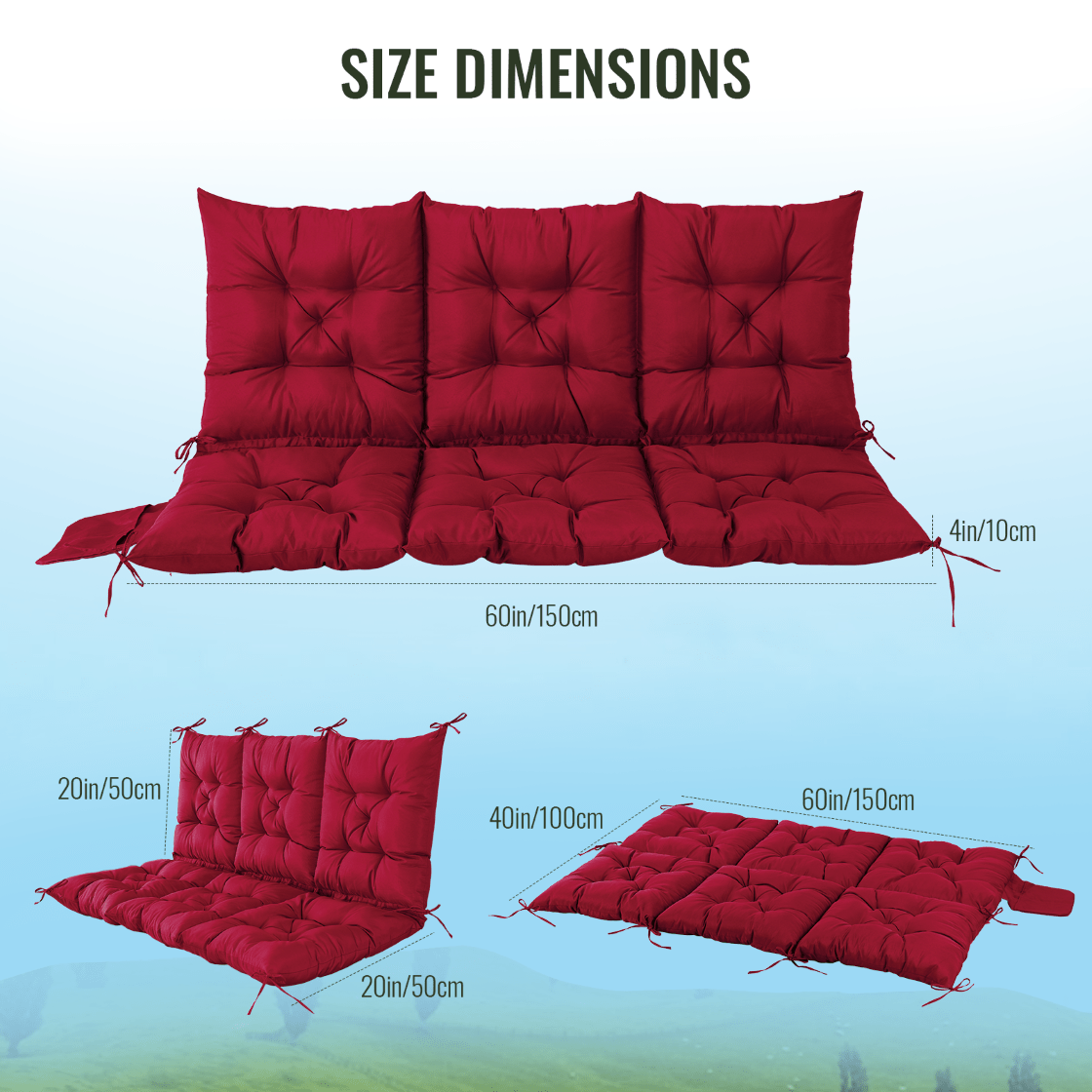 60x40 Inches Porch Swing Cushi - Outdoor Furniture Without Cushions avaliação e preço