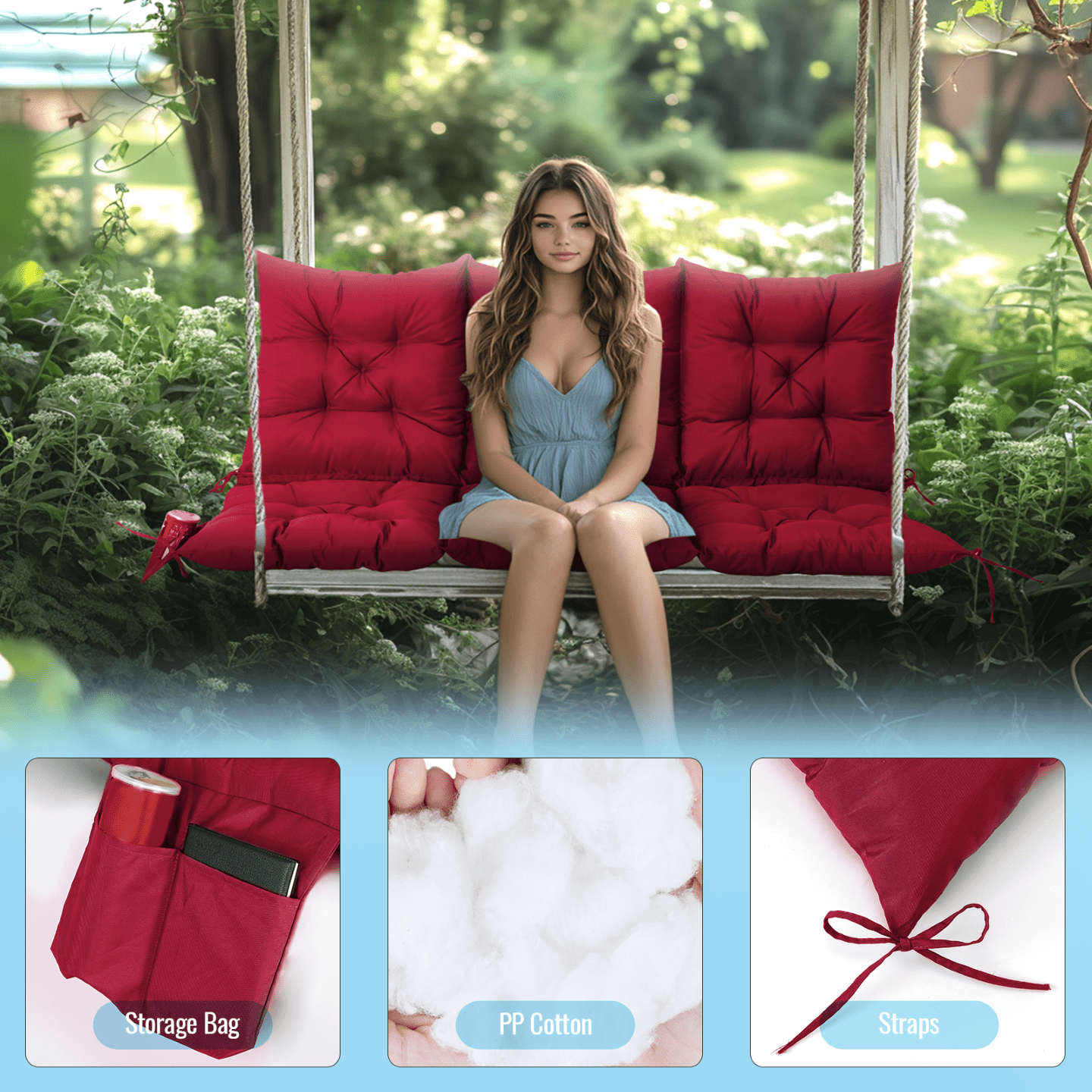 60x40 Inches Porch Swing Cushi - Outdoor Furniture Without Cushions avaliação e preço