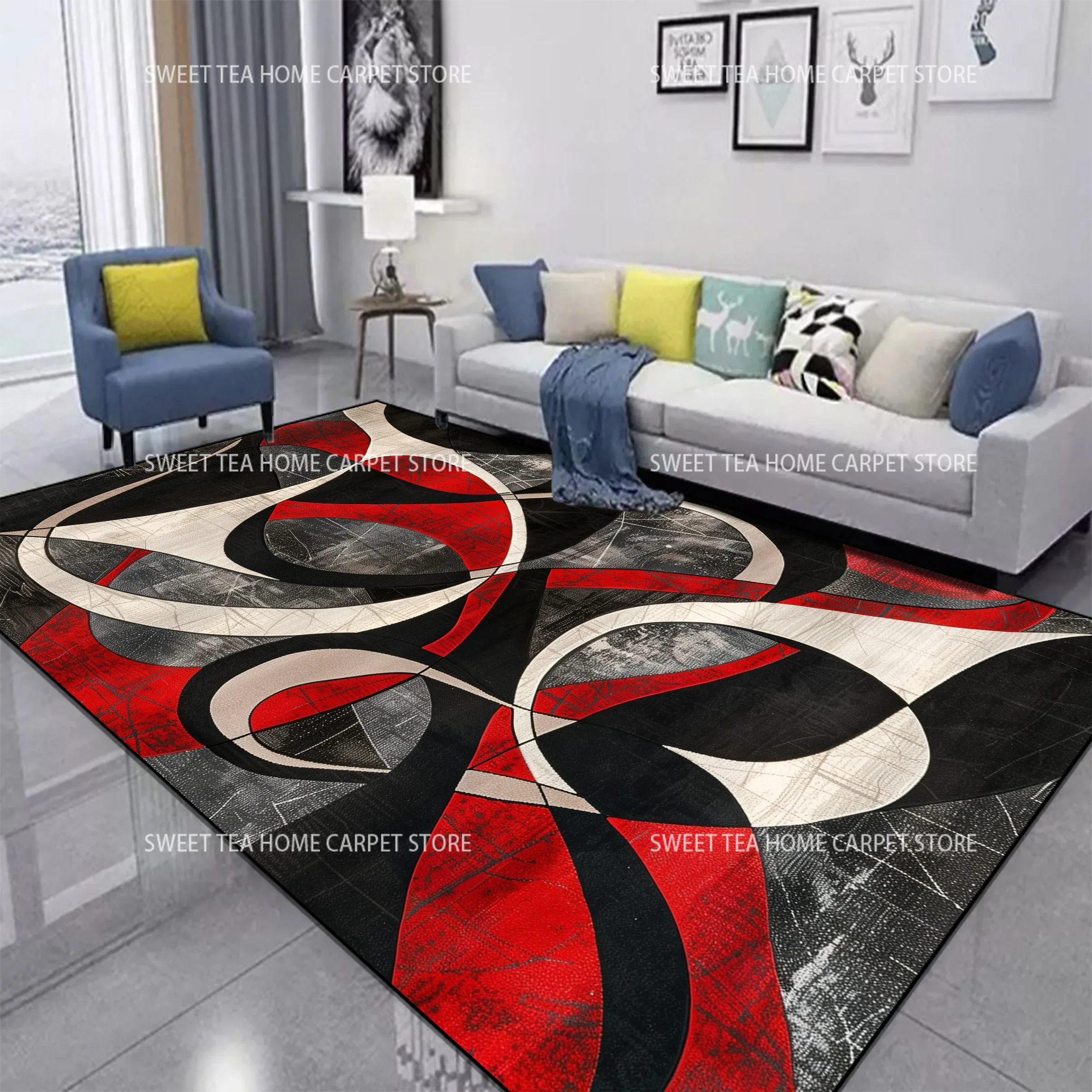 Red Black Swirl Rug Abstract C - Outdoor Furniture For Cafe avaliação e preço