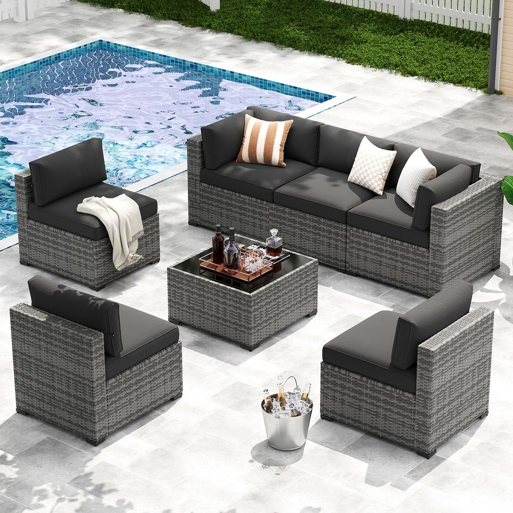 7Piece Patio Furniture Set, Wi - Outdoor Furniture Without Cushions avaliação e preço