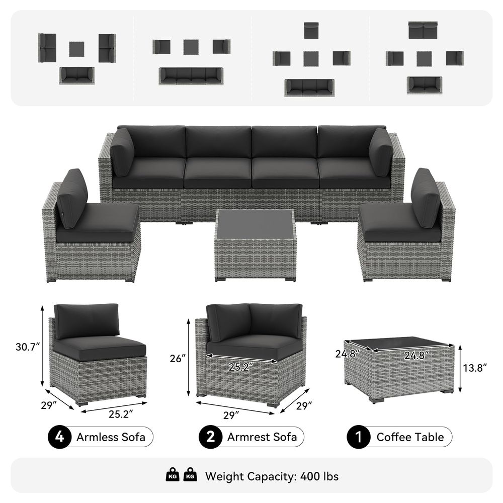 7Piece Patio Furniture Set, Wi - Outdoor Furniture Without Cushions avaliação e preço