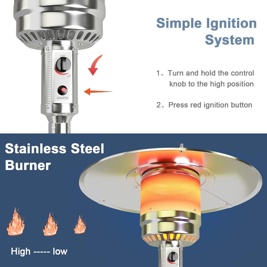 Patio Heater with Wheels 48000 - Patio Heater Standing avaliação e preço