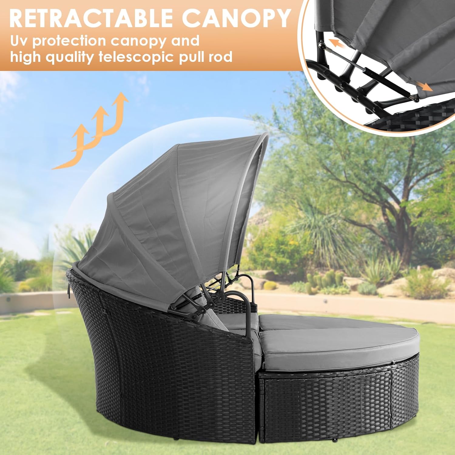 Round Canopy Daybed Sofa Set 4 - Outdoor Daybed Furniture avaliação e preço