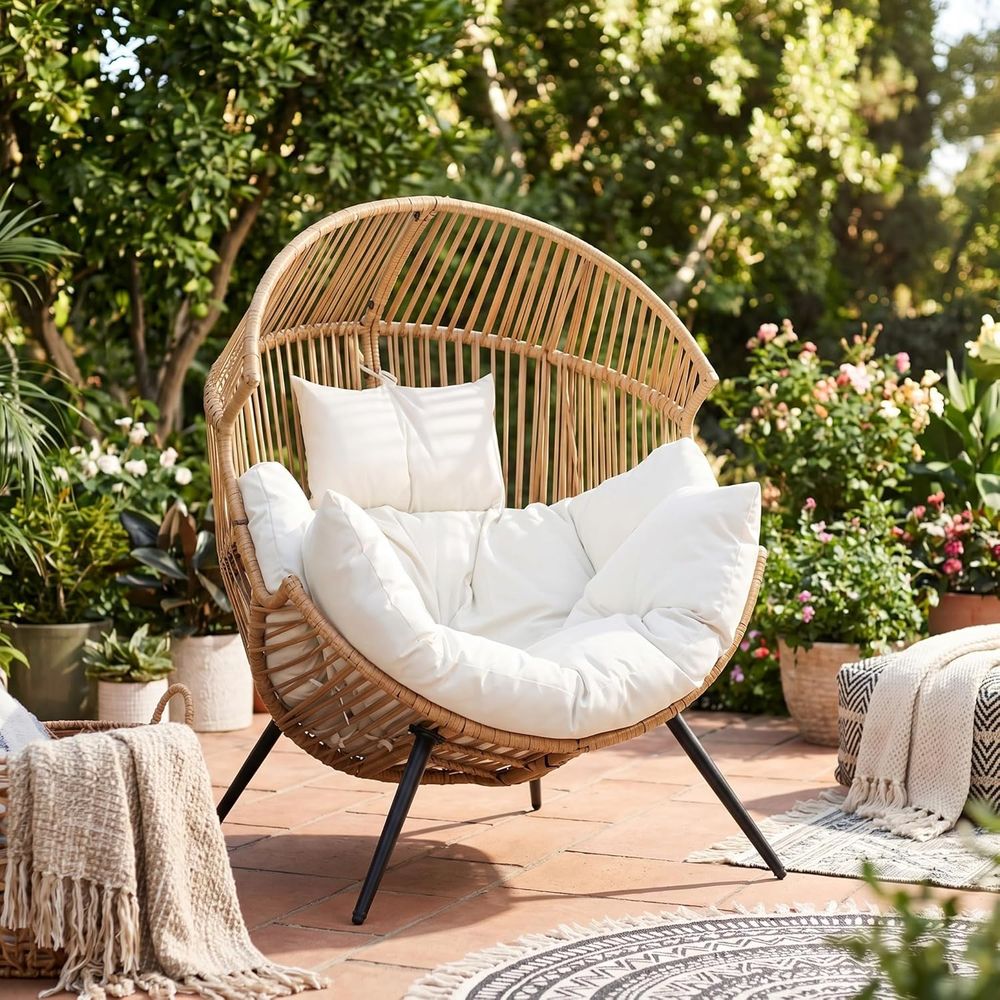 Egg Chair Wicker Outdoor Chair - Outdoor Furniture Without Cushions avaliação e preço