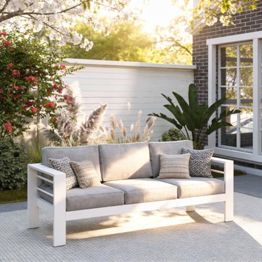 Outdoor Couch Aluminum Patio F - Outdoor Furniture Without Cushions avaliação e preço