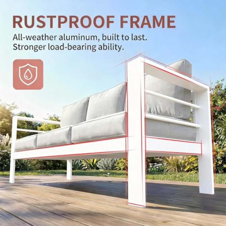 Outdoor Couch Aluminum Patio F - Outdoor Furniture Without Cushions avaliação e preço