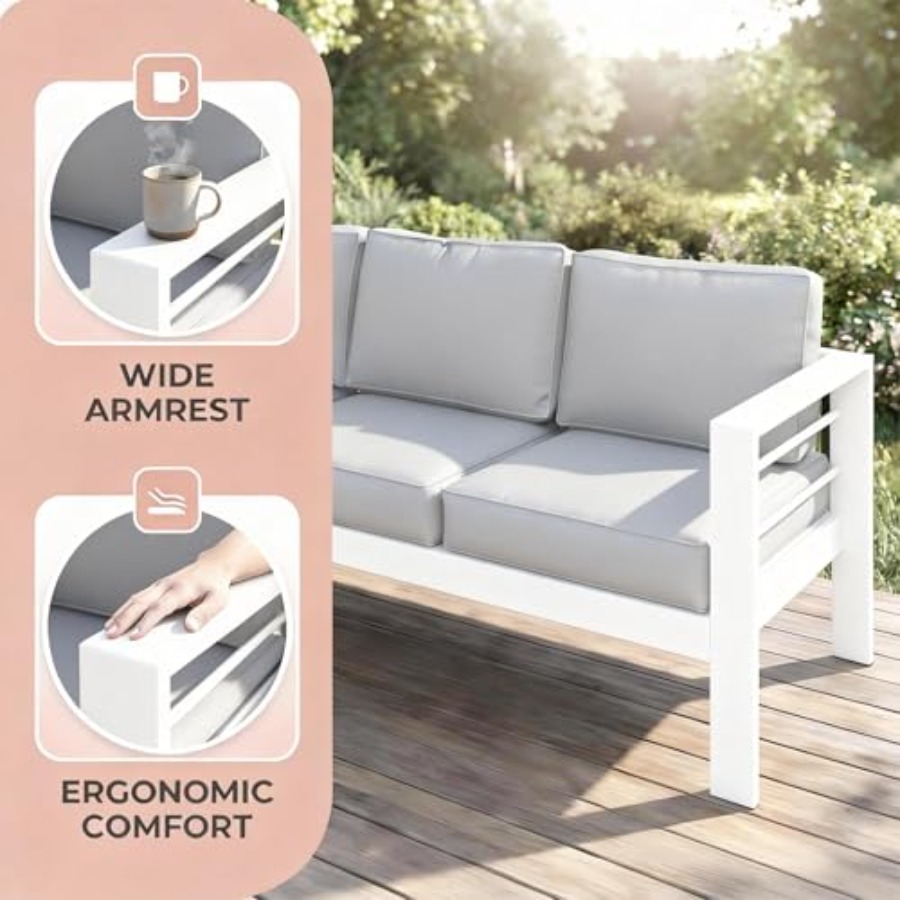 Outdoor Couch Aluminum Patio F - Outdoor Furniture Without Cushions avaliação e preço