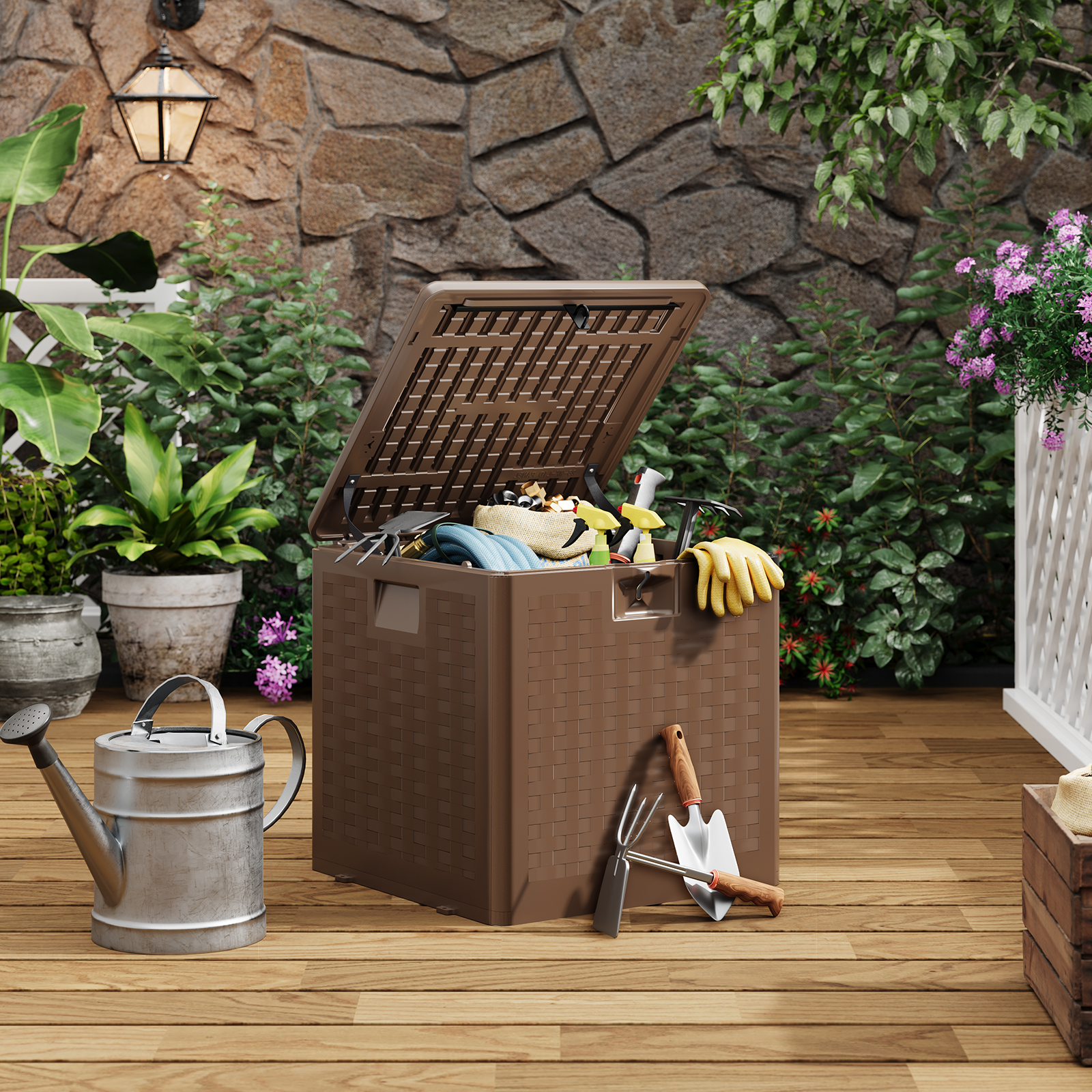 8 Gallon Resin Deck Box, Water - Outdoor Furniture Resin avaliação e preço