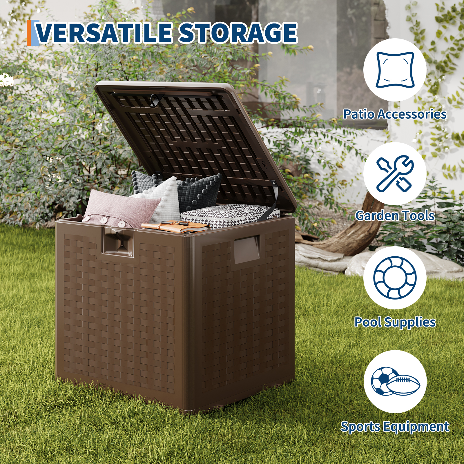 8 Gallon Resin Deck Box, Water - Outdoor Furniture Resin avaliação e preço