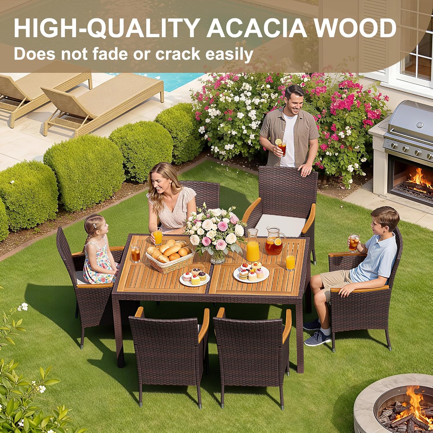 7 Piece Patio Dining Set Acaci - Outdoor Furniture Ideas avaliação e preço