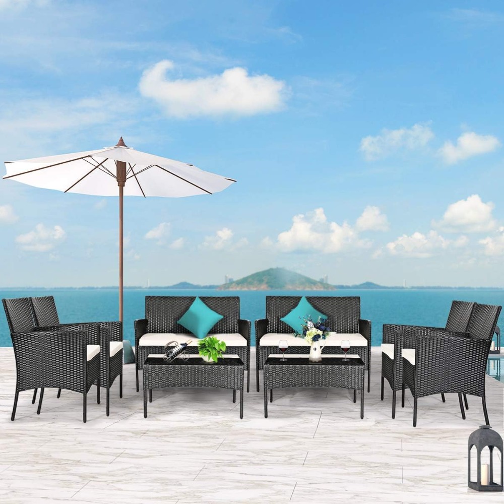 8 Pieces Patio Rattan Furnitur - Outdoor Furniture Ideas avaliação e preço