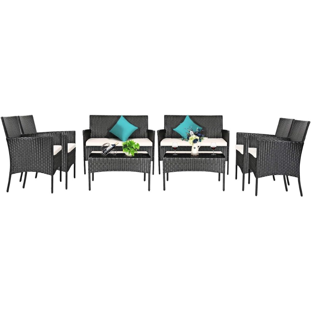 8 Pieces Patio Rattan Furnitur - Outdoor Furniture Ideas avaliação e preço