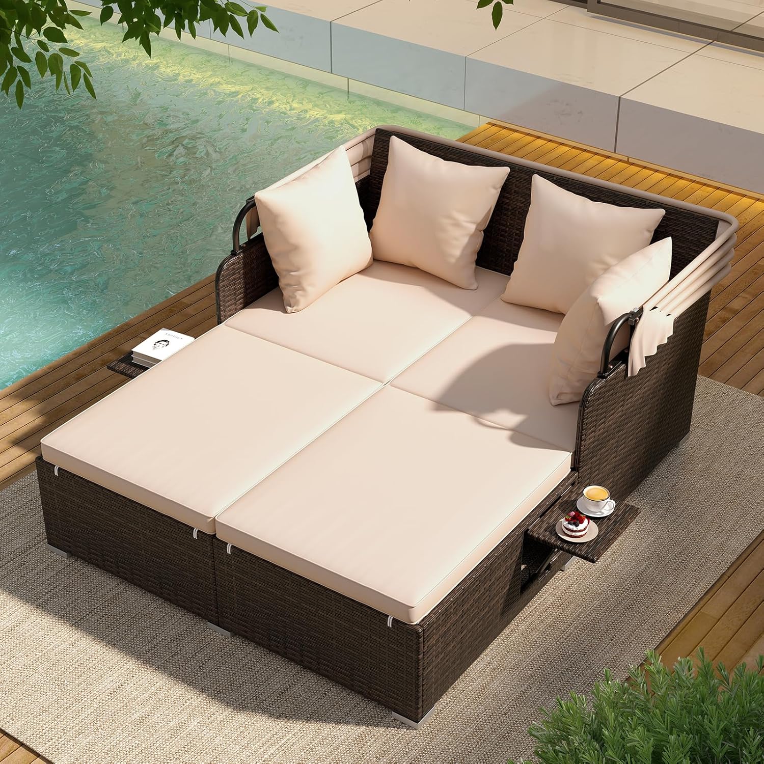 Outdoor Daybed, 2-Person Wicke - Outdoor Daybed Furniture avaliação e preço