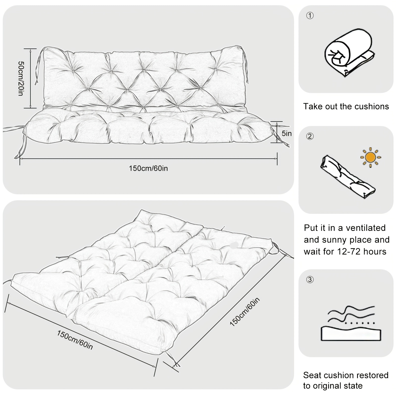 Porch Swing Cushions, Waterpro - Outdoor Furniture Without Cushions avaliação e preço