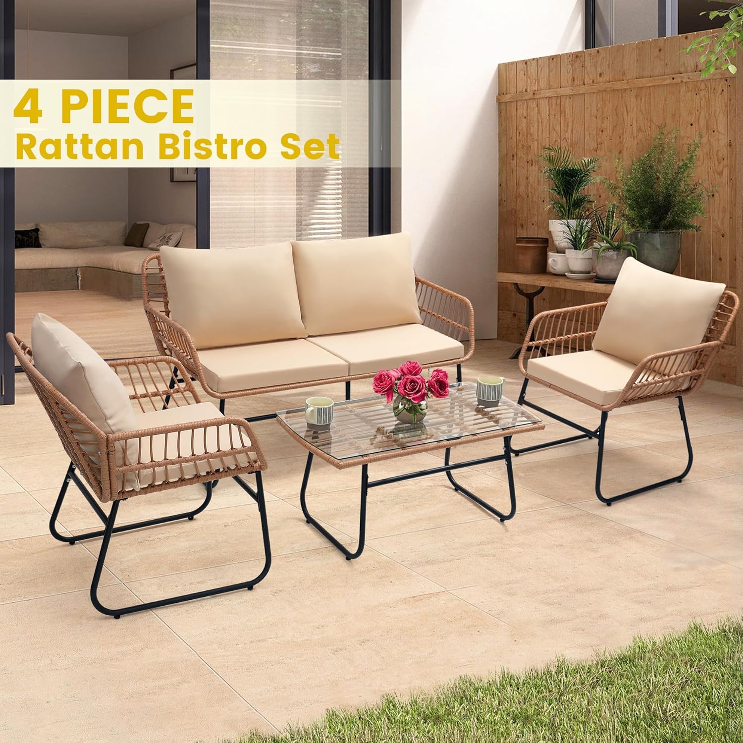 4 Piece Patio Bistro Outdoor F - Outdoor Furniture Ideas avaliação e preço