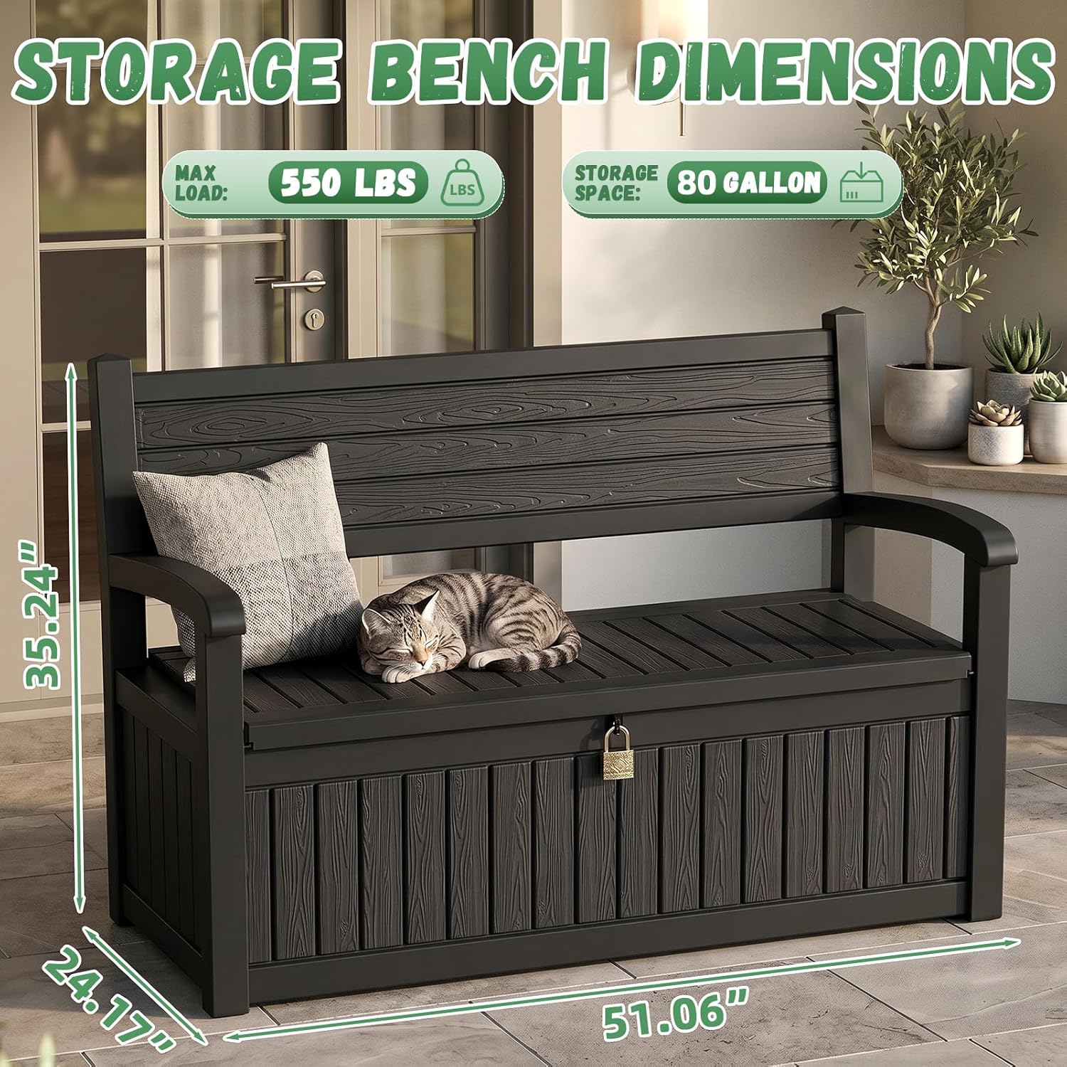 80 Gallon Outdoor Storage Benc - Outdoor Furniture Resin avaliação e preço