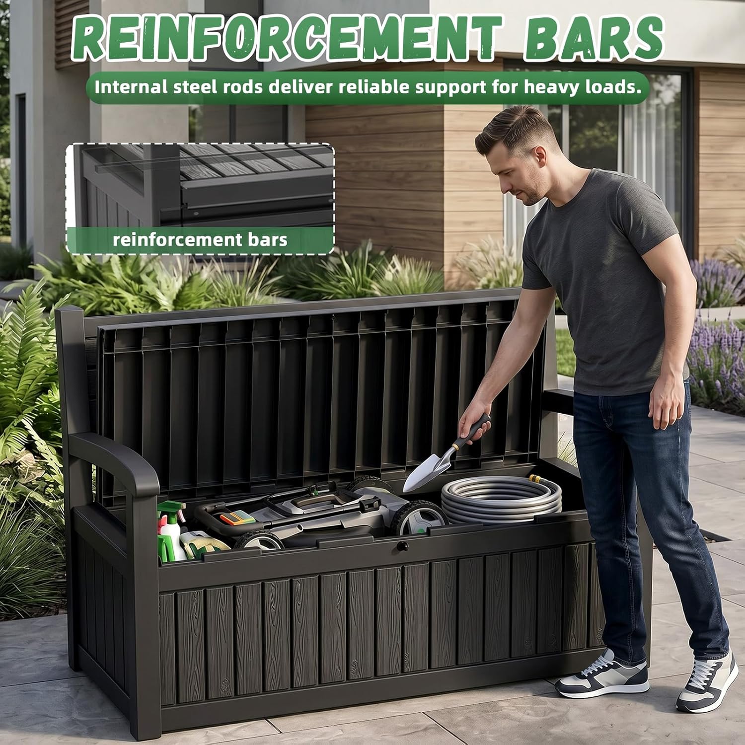 80 Gallon Outdoor Storage Benc - Outdoor Furniture Resin avaliação e preço