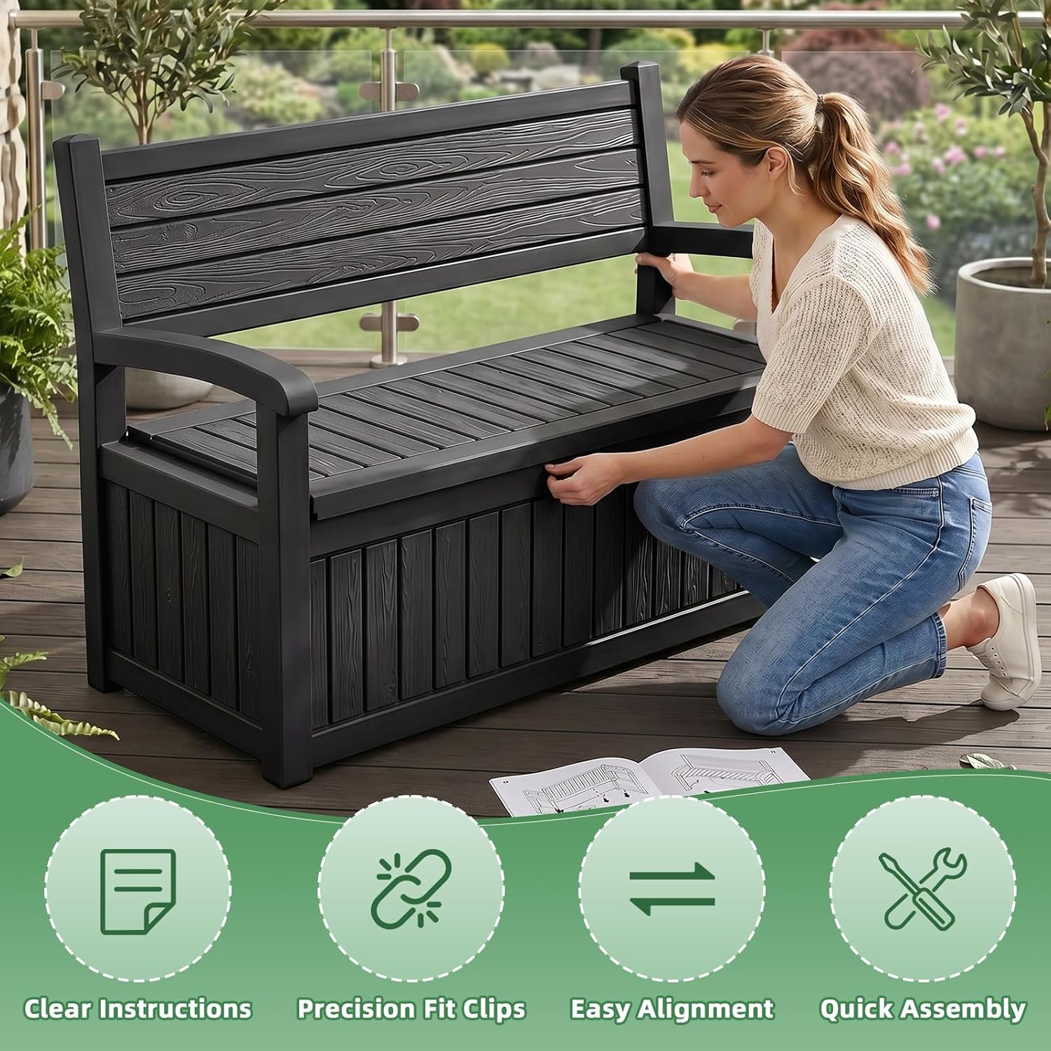 80 Gallon Outdoor Storage Benc - Outdoor Furniture Resin avaliação e preço