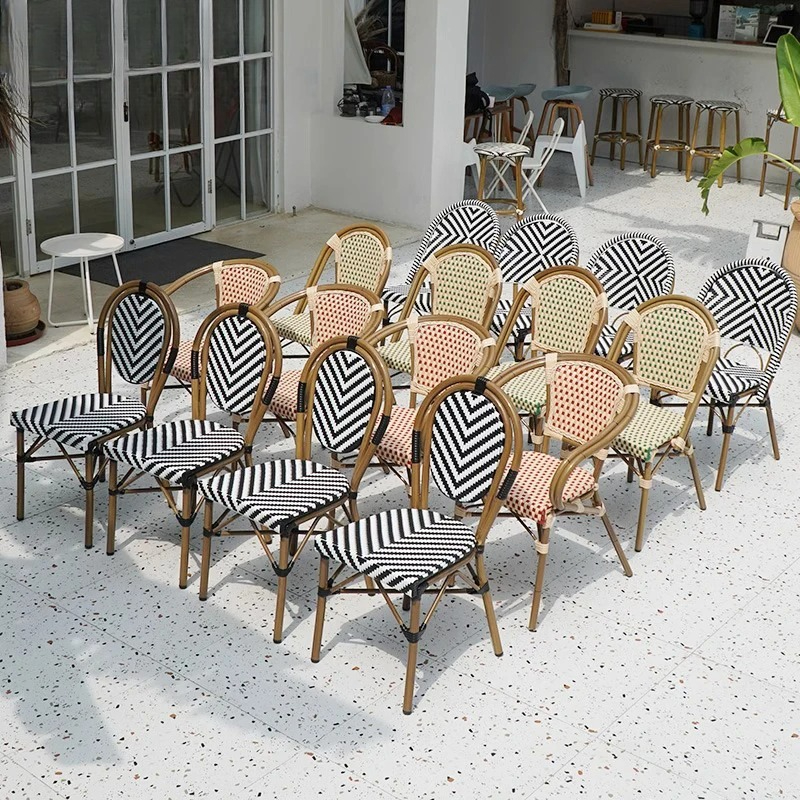 Stackable Rattan Chair French  - Outdoor Furniture For Cafe avaliação e preço