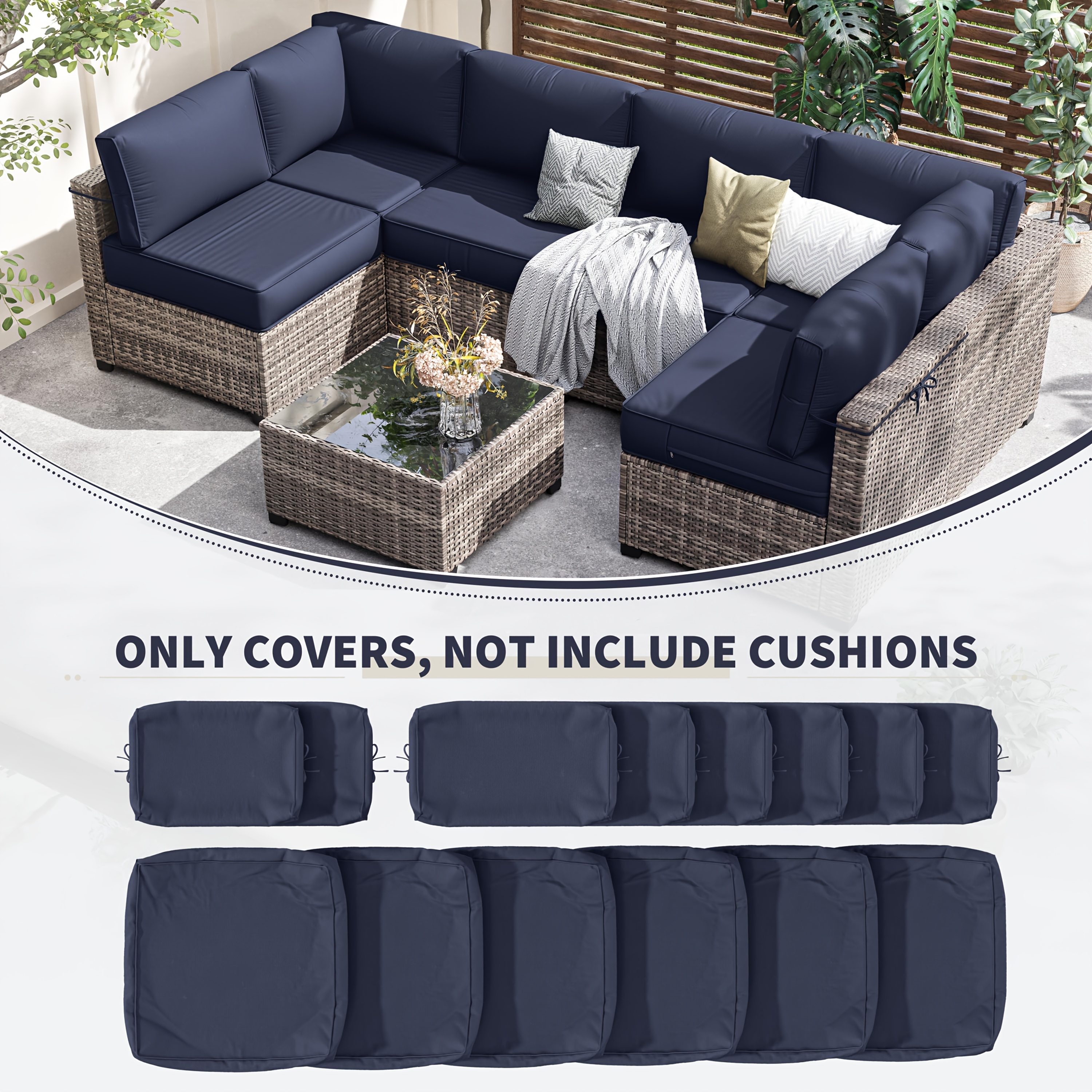 14pcs Outdoor Cushion Covers - - Outdoor Furniture Without Cushions avaliação e preço