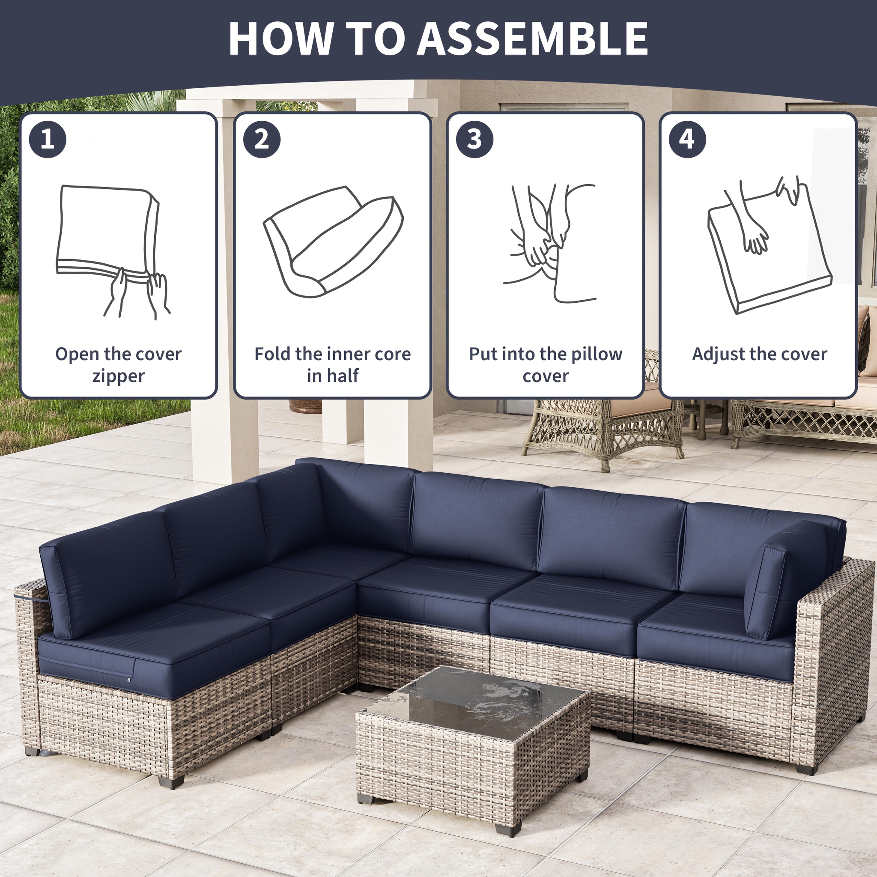 14pcs Outdoor Cushion Covers - - Outdoor Furniture Without Cushions avaliação e preço