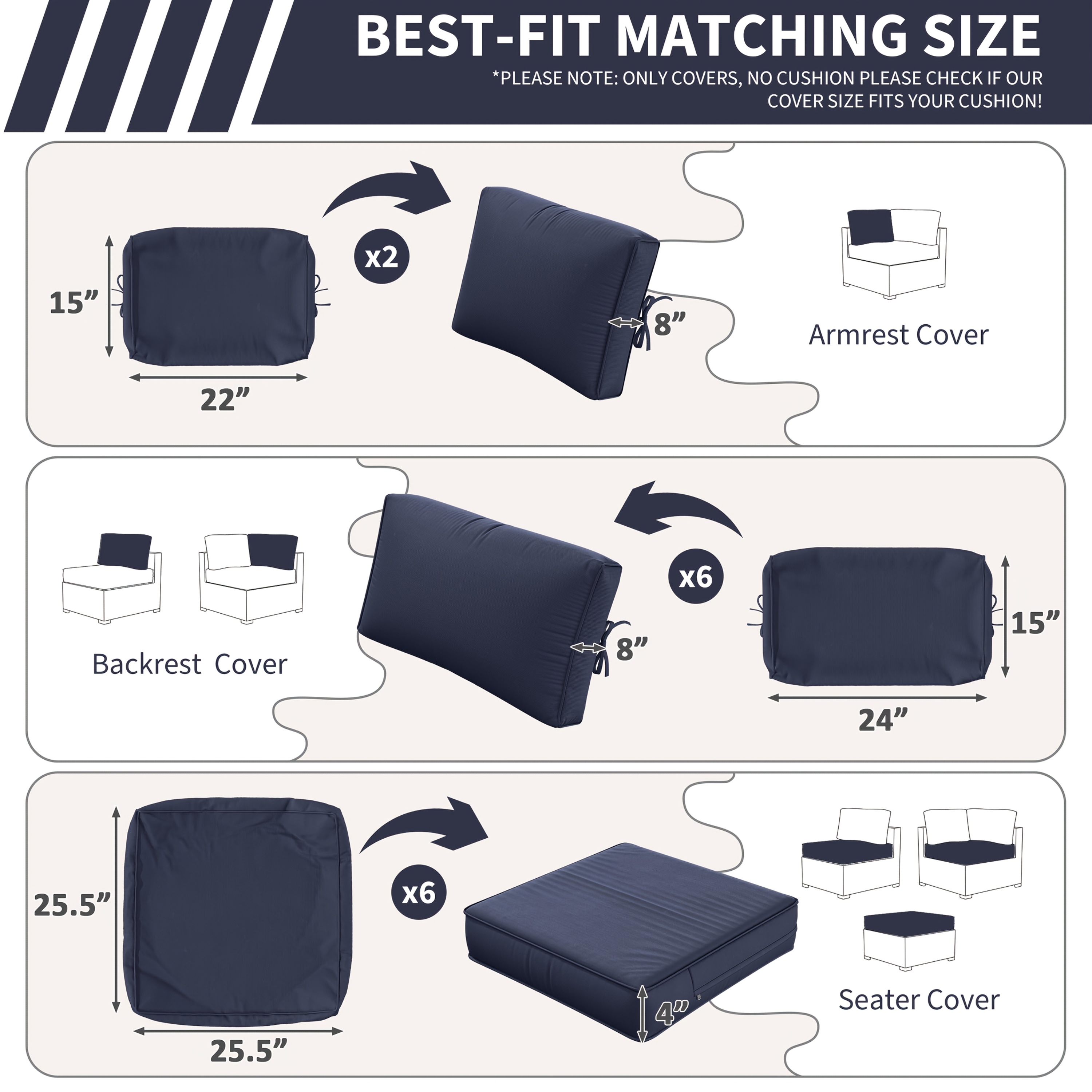 14pcs Outdoor Cushion Covers - - Outdoor Furniture Without Cushions avaliação e preço