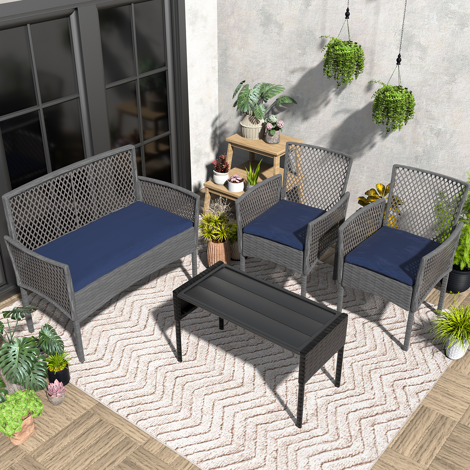 Outdoor Patio Furniture Set 4- - Outdoor Furniture Without Cushions avaliação e preço