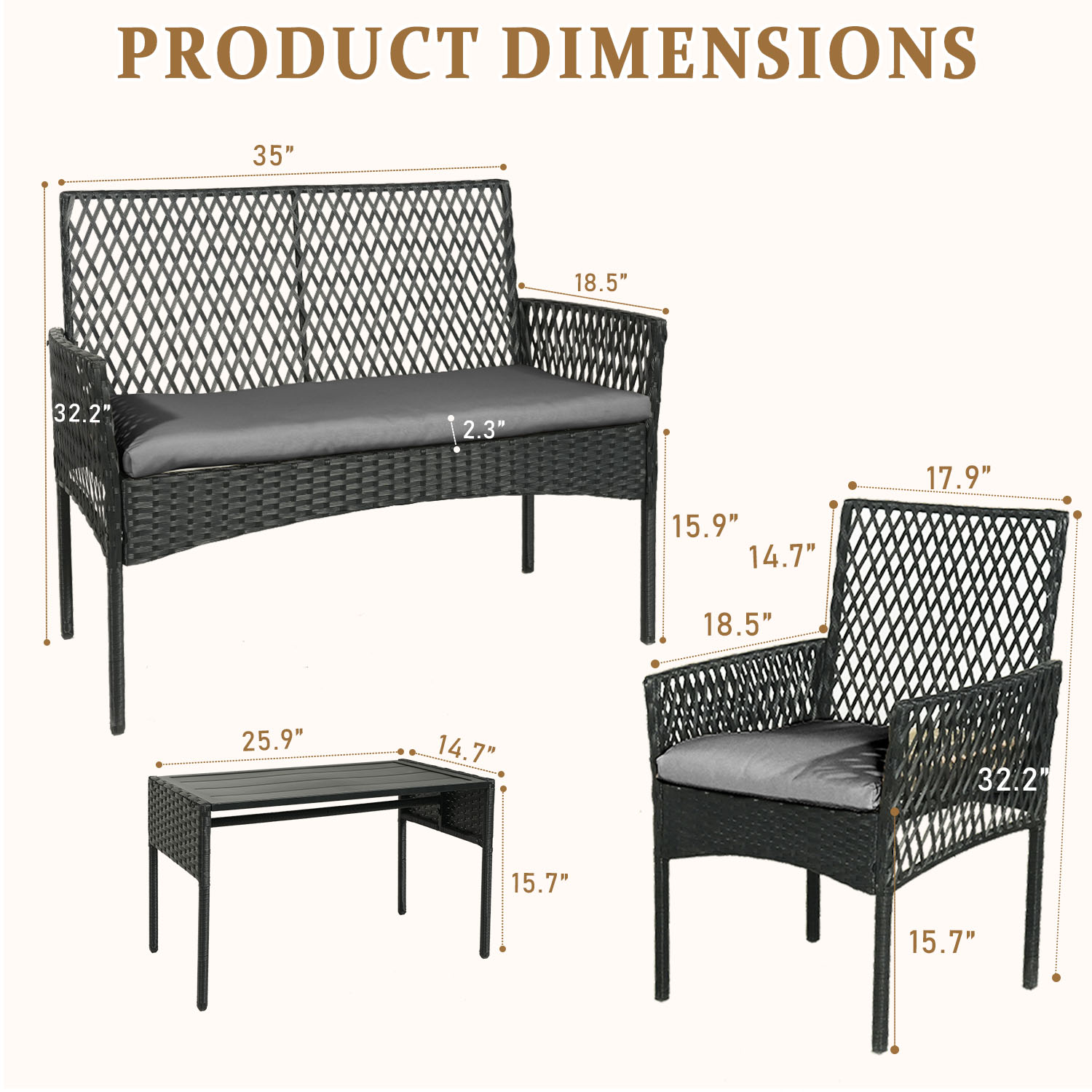 Outdoor Patio Furniture Set 4- - Outdoor Furniture Without Cushions avaliação e preço