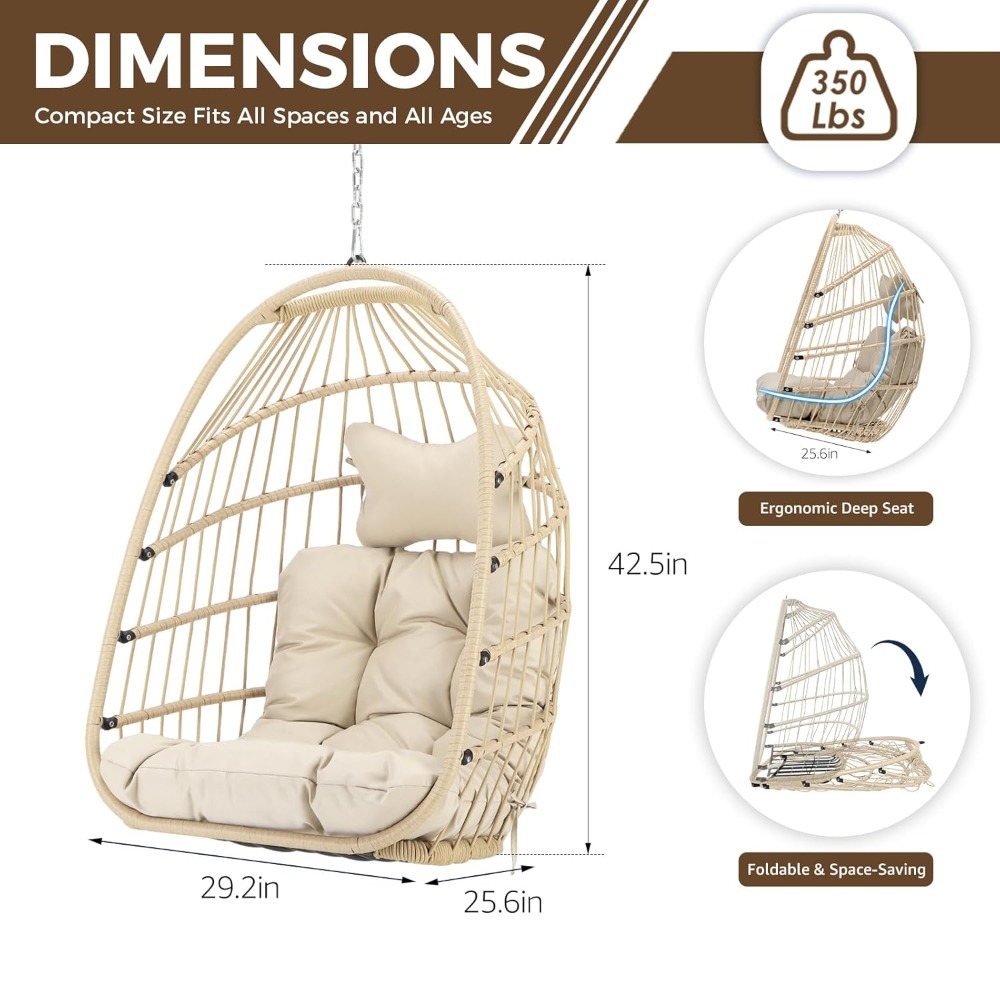Outdoor Hanging Egg Chair With - Outdoor Furniture Without Cushions avaliação e preço