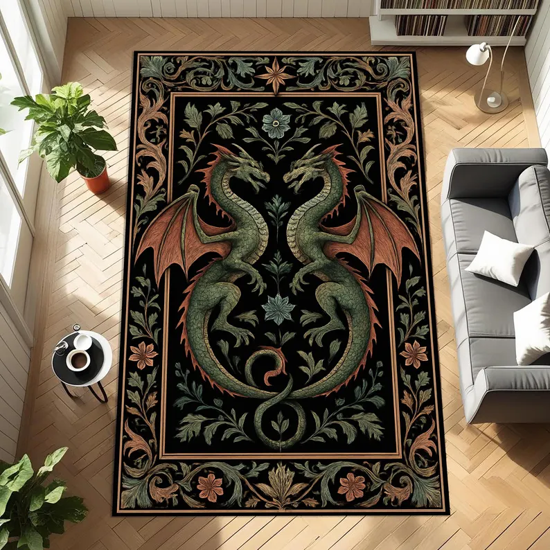 Folk Art Dragon Theme Rug Carp - Outdoor Furniture For Cafe avaliação e preço