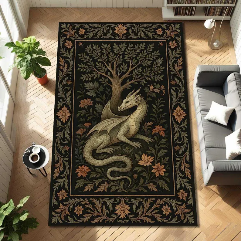 Folk Art Dragon Theme Rug Carp - Outdoor Furniture For Cafe avaliação e preço