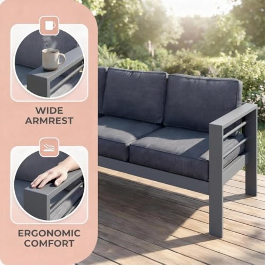 Outdoor Couch Aluminum Patio F - Outdoor Furniture Without Cushions avaliação e preço